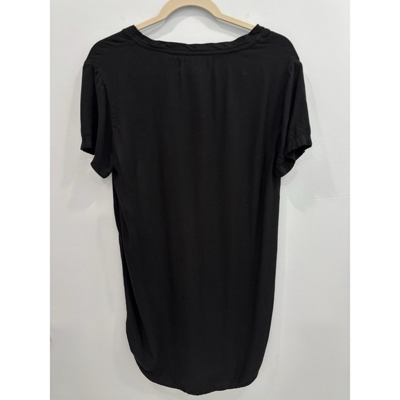 Cloth & Stone Short Sleeve V Neck Black T-Shirt Dress High Low Hem S Minimalist - Picture 2 of 9
